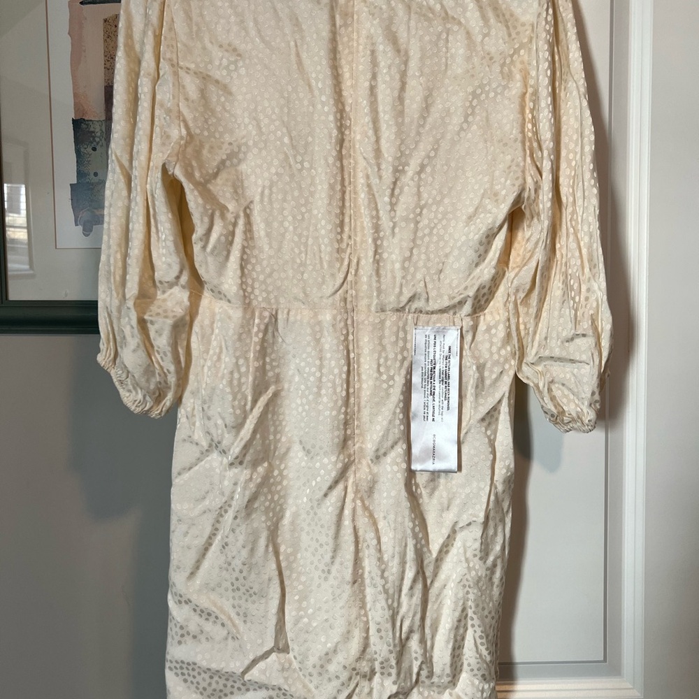 BCBGMaxAzria Cream Bishop Sleeve Dress with Peter Pan Collar
